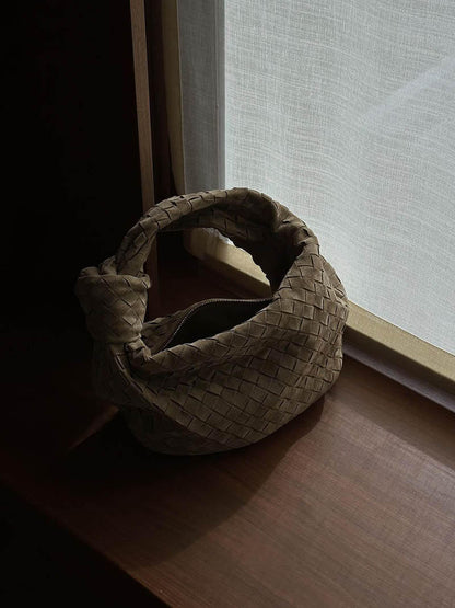 Drevila – Women’s Mini Suede Shoulder Bag with Woven Knot Design