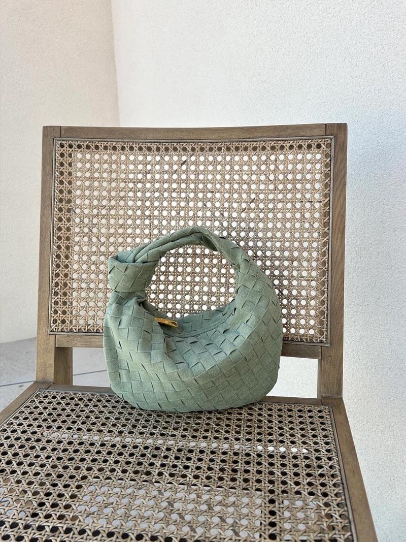 Drevila – Women’s Mini Suede Shoulder Bag with Woven Knot Design