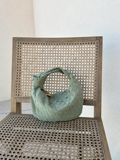 Drevila – Women’s Mini Suede Shoulder Bag with Woven Knot Design